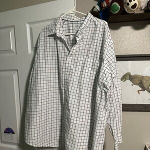 Men's White and Black Checkered Shirt